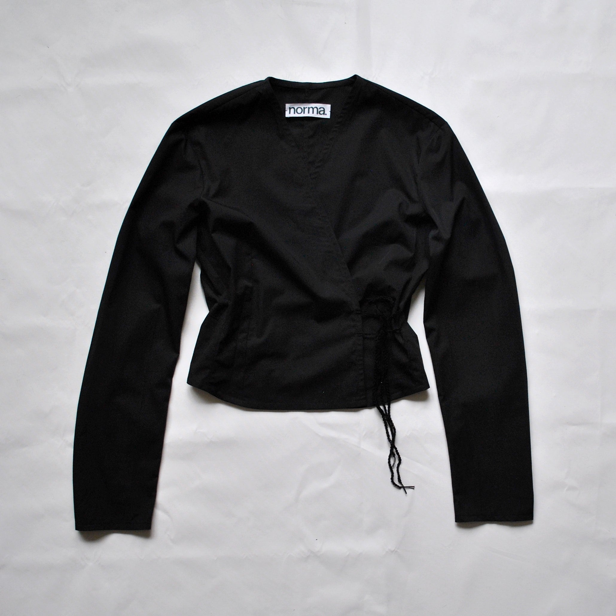 wrap blouse black poplin