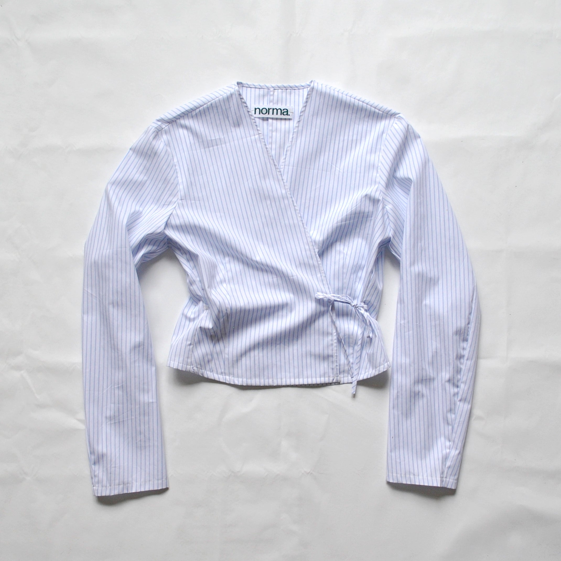 wrap blouse striped poplin